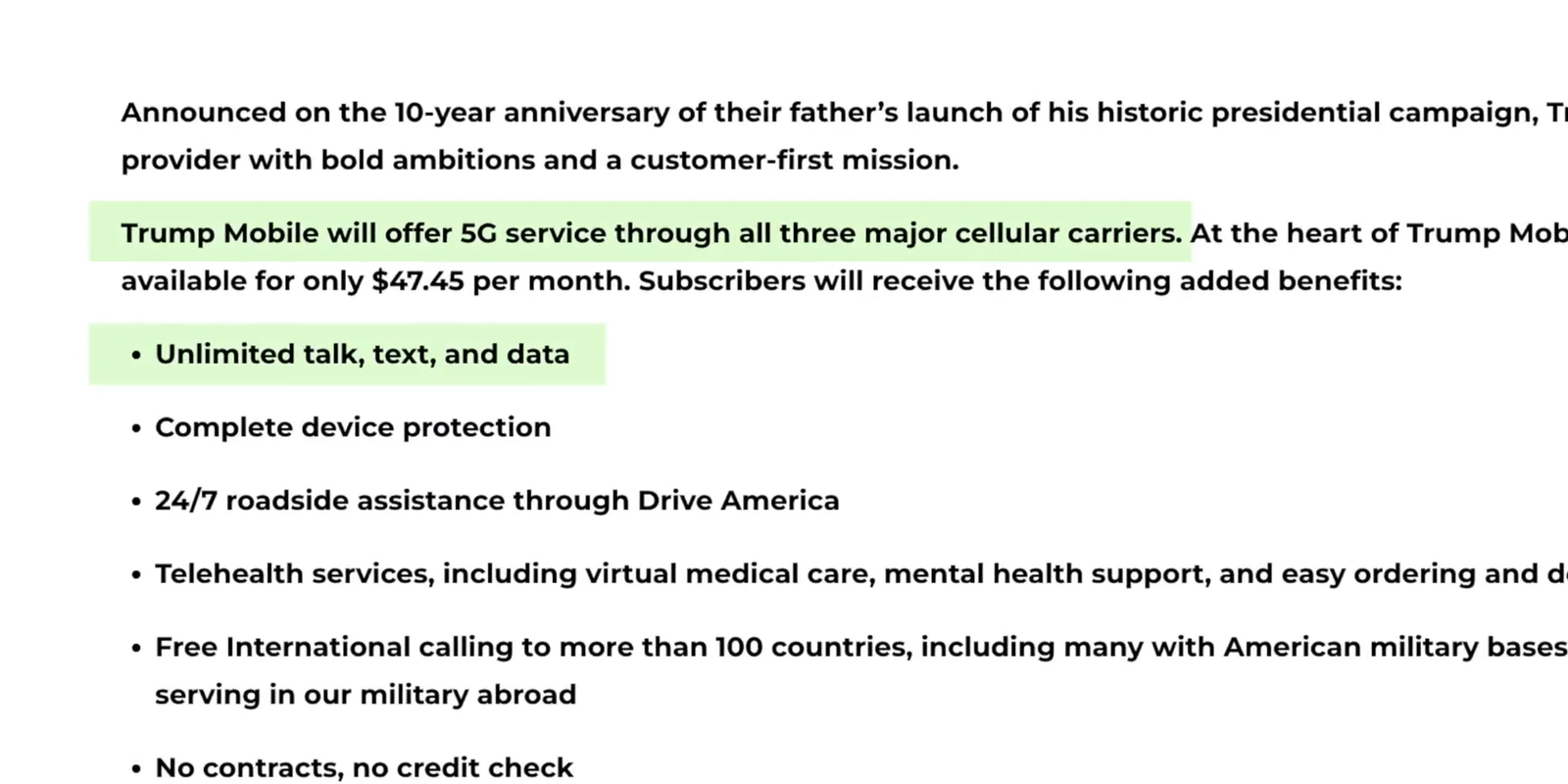 Announcement of T1 Mobile by Trump's sons