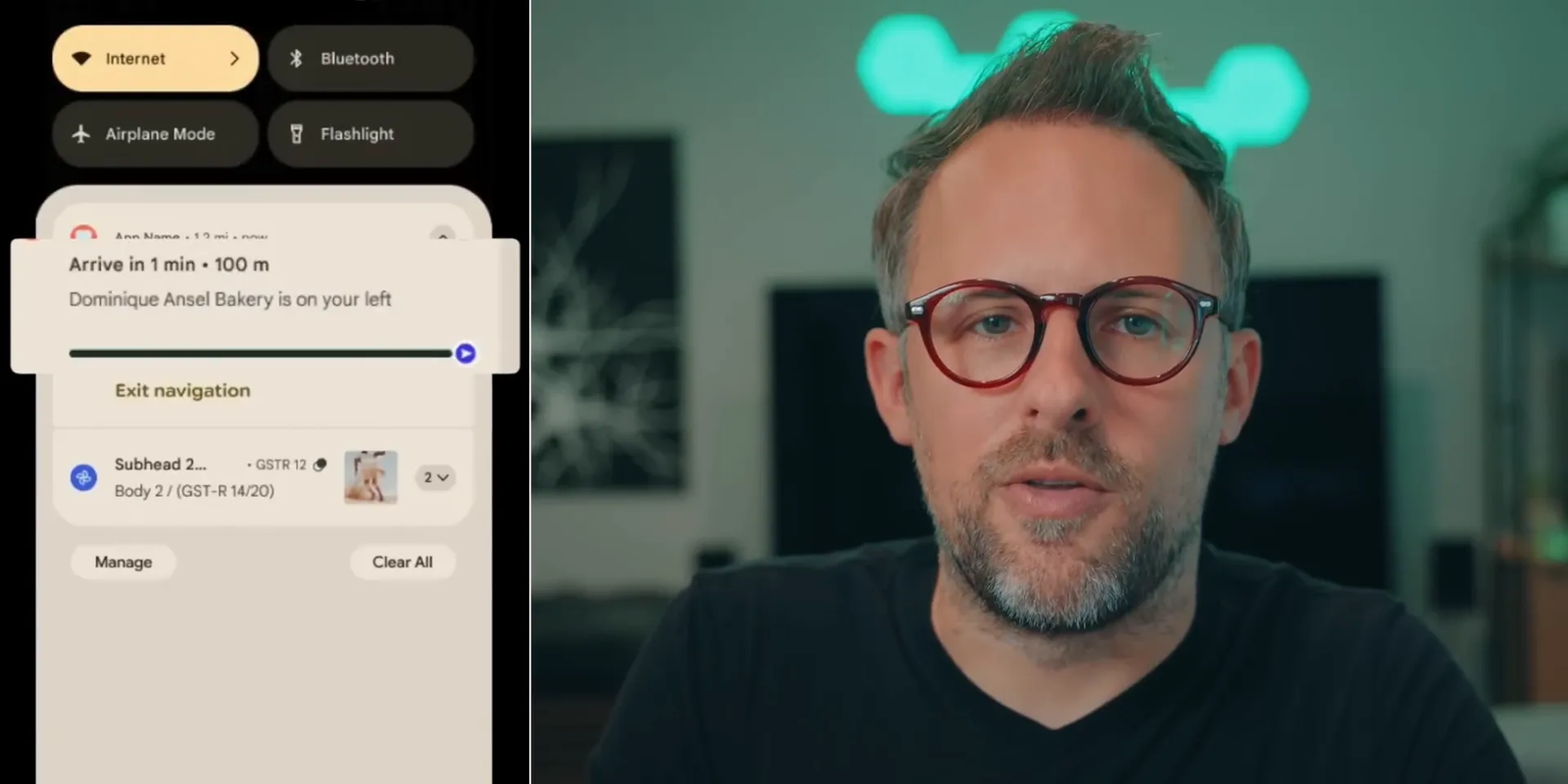 Example of live updates notification for Uber Eats order
