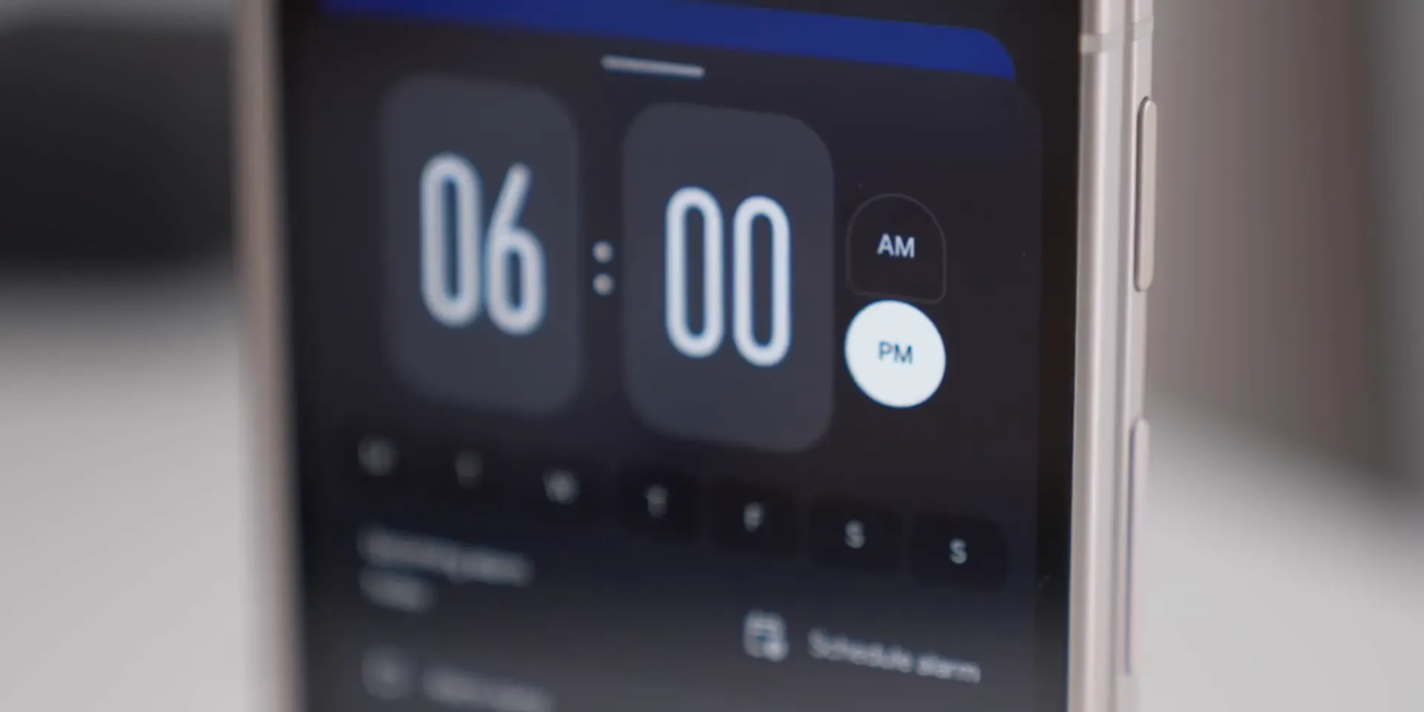 Material 3 Expressive Clock app alarm setting interface