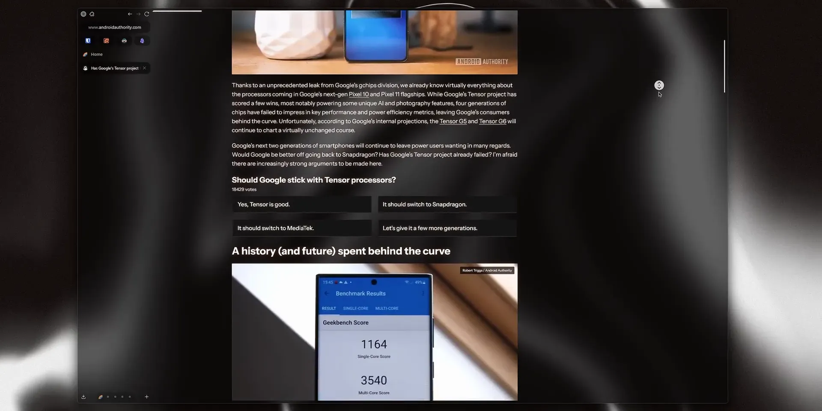 Pixel phone with Tensor chip performance comparison