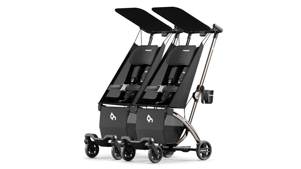 auto folding double stroller
