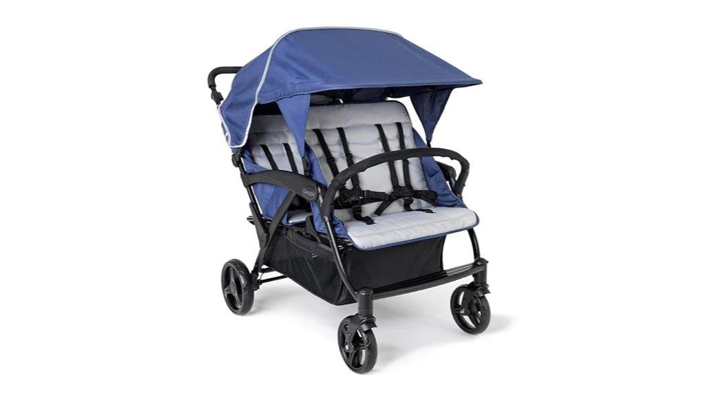 blue 4 seat quad stroller