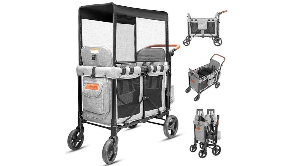 collapsible double seater stroller