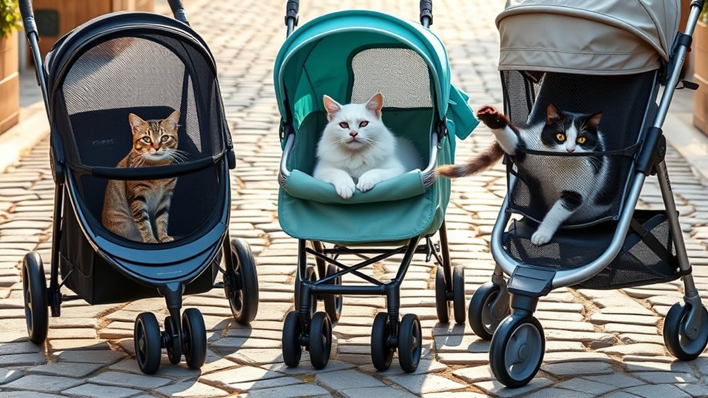 comfortable and secure cat strollers
