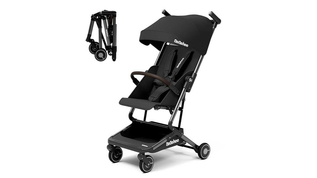 compact black travel stroller