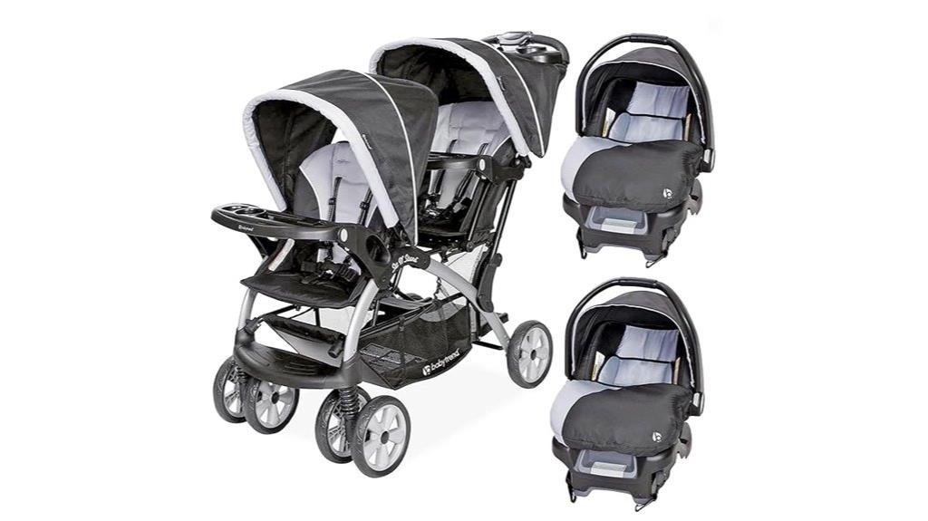 double stroller and car seats