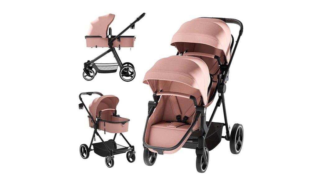 lightweight pink double stroller