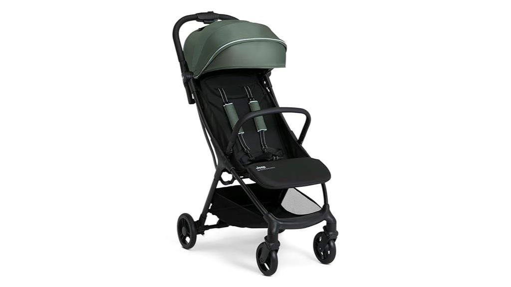 olive green compact stroller