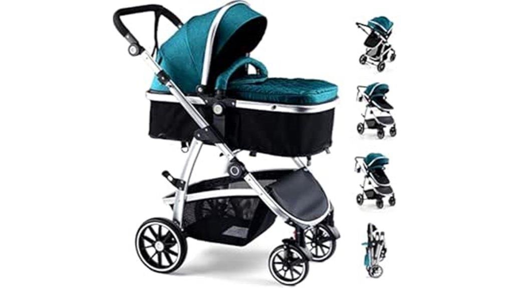 reversible bassinet stroller blue