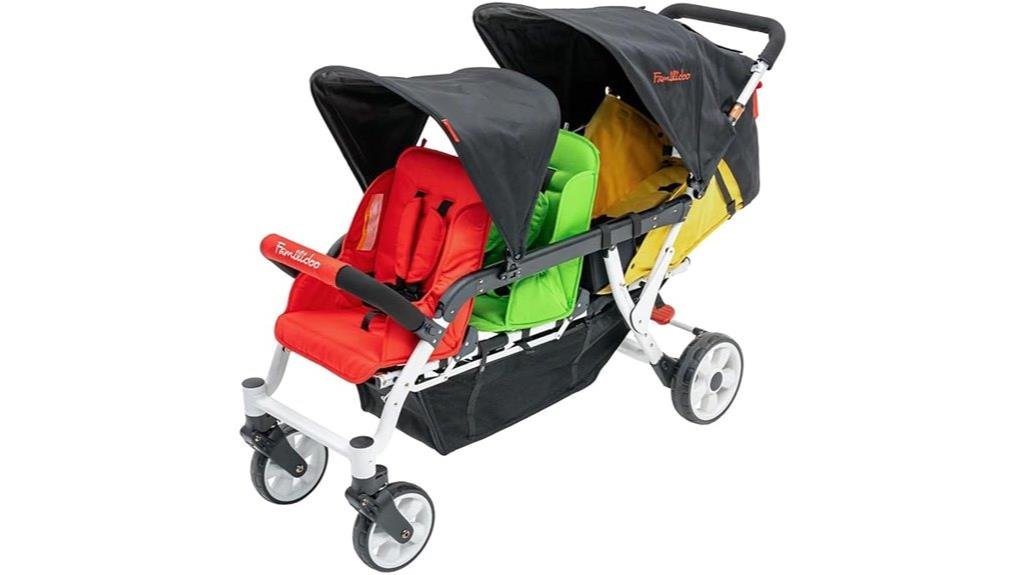 triple seat tandem stroller