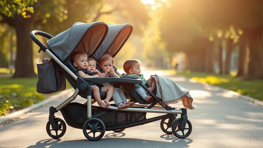 triple strollers for families