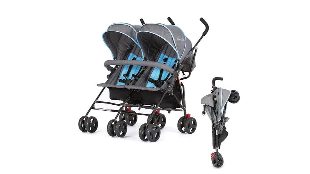 twin umbrella stroller blue