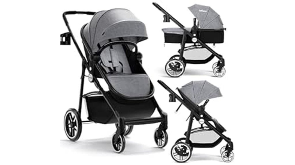 versatile grey baby stroller
