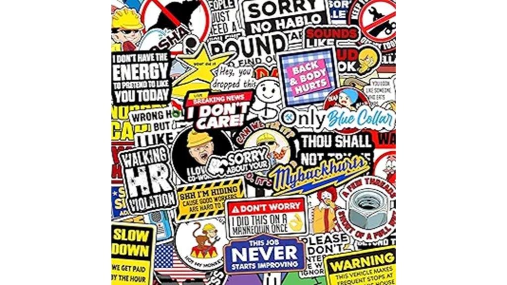 funny hard hat stickers