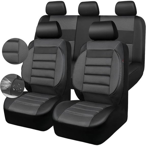 CAR PASS 3D Foam Leather Car Seat Covers (Black)