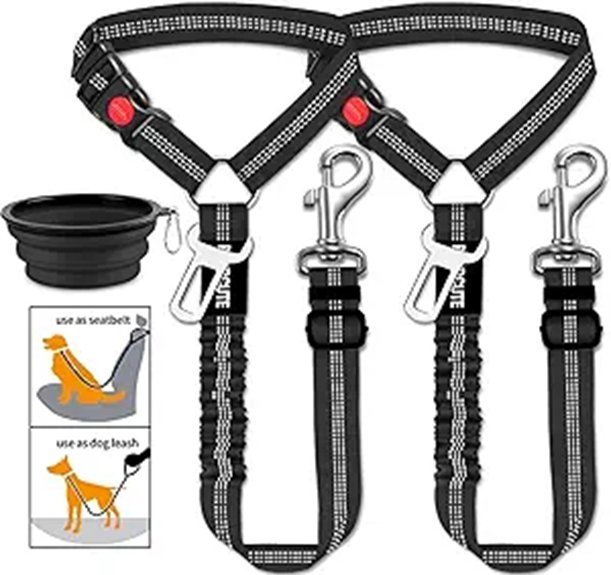 Retractable Adjustable Dog Car Seat Belt (3-Pack)