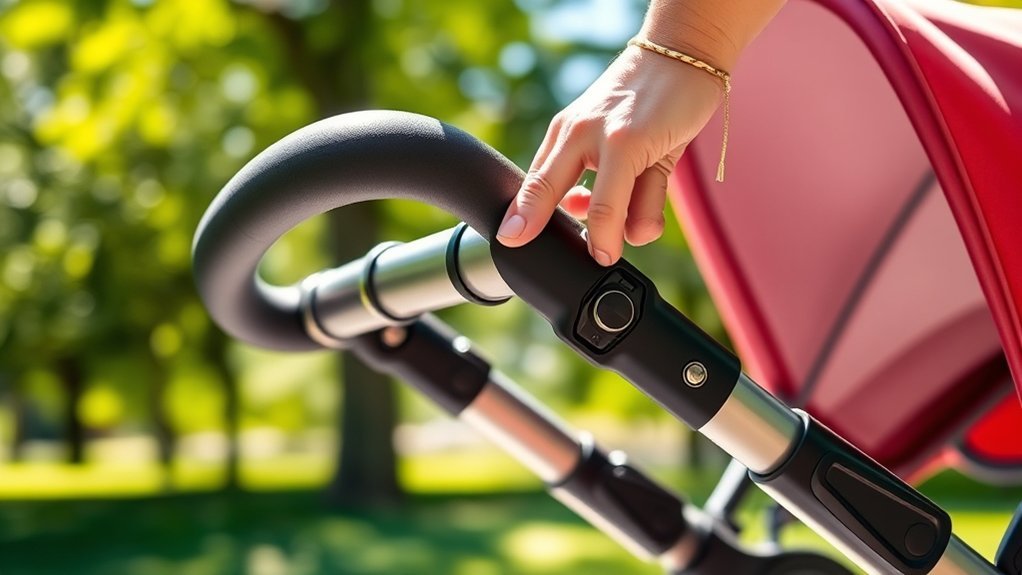 adjusting jogging stroller handlebar