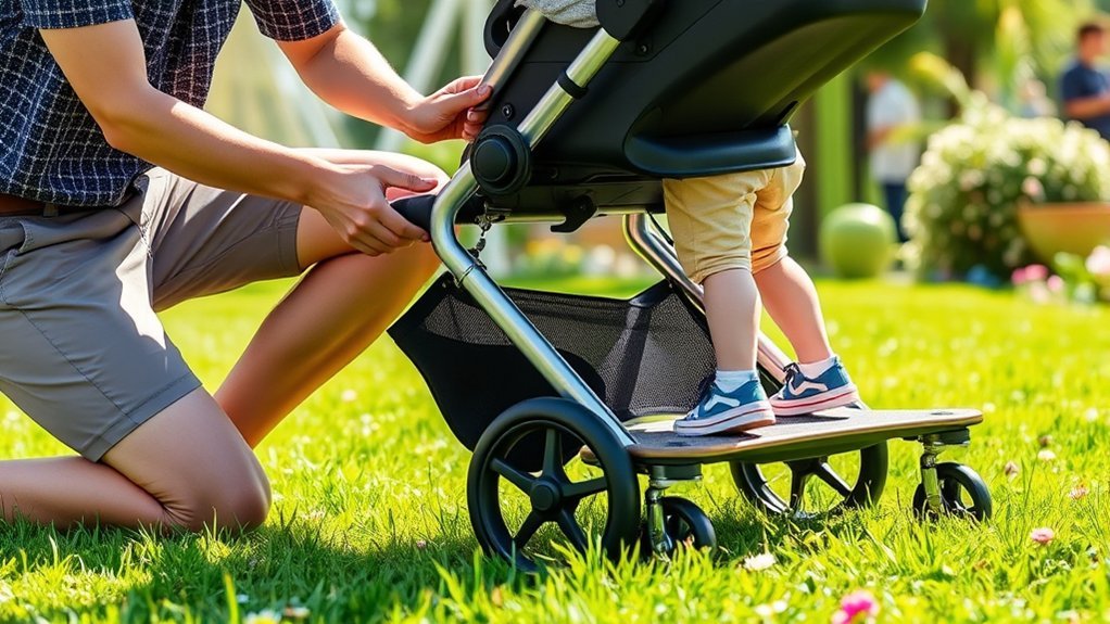 adjusting stroller attachment struts