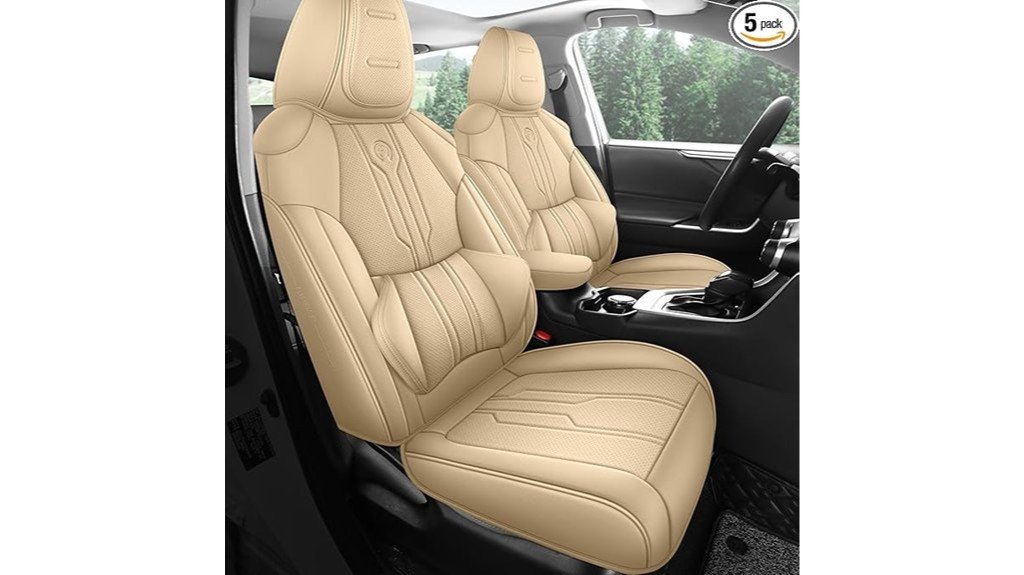 beige faux leather seat covers