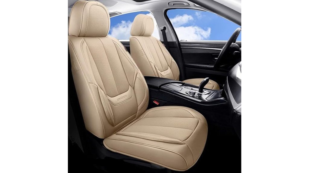 beige waterproof leather seat covers