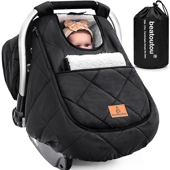 Waterproof Winter Baby Car Seat Cover (Black)
