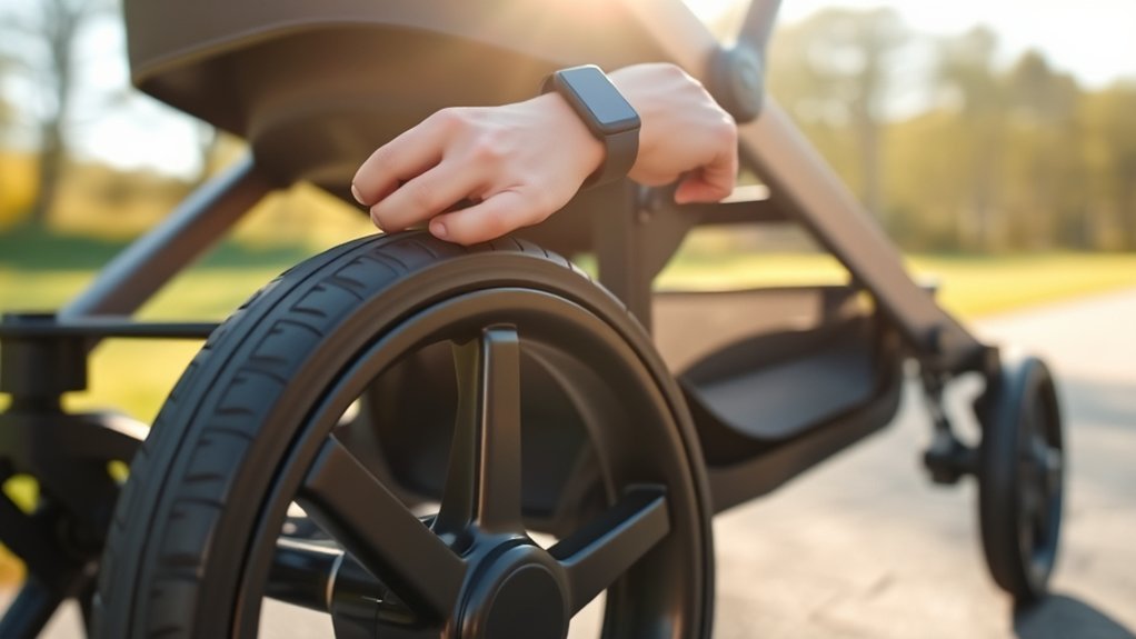 check stroller wheel rotation