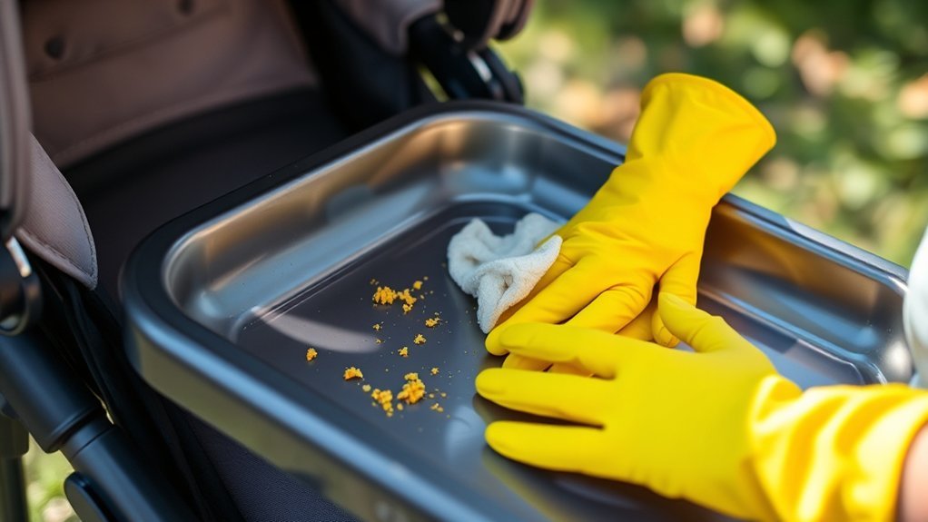 clean snack tray regularly