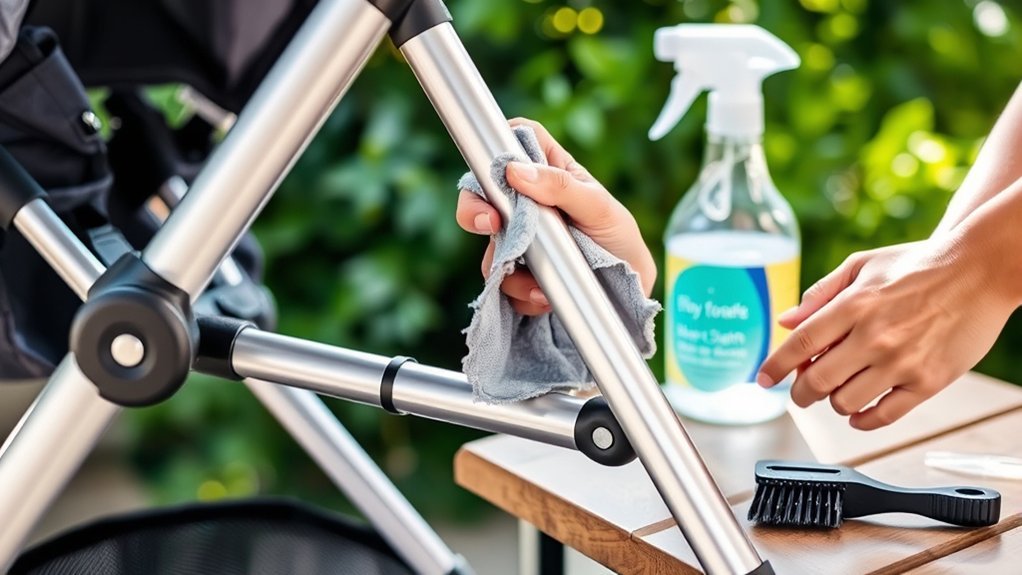 clean stroller frame properly