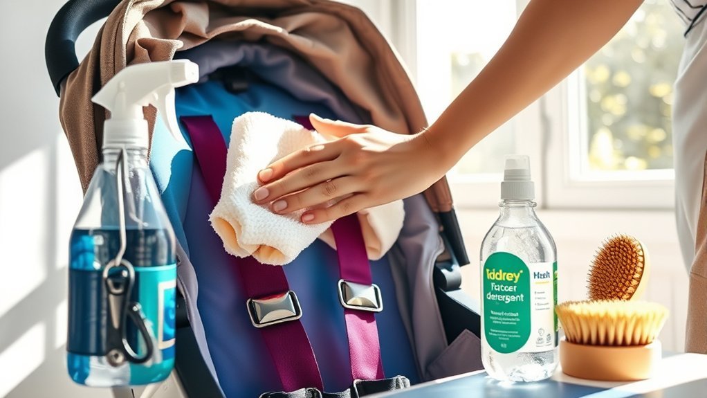 clean stroller harness regularly