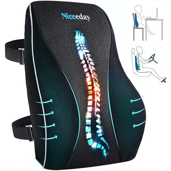 Niceeday Memory Foam Lumbar Support Pillow for Chairs