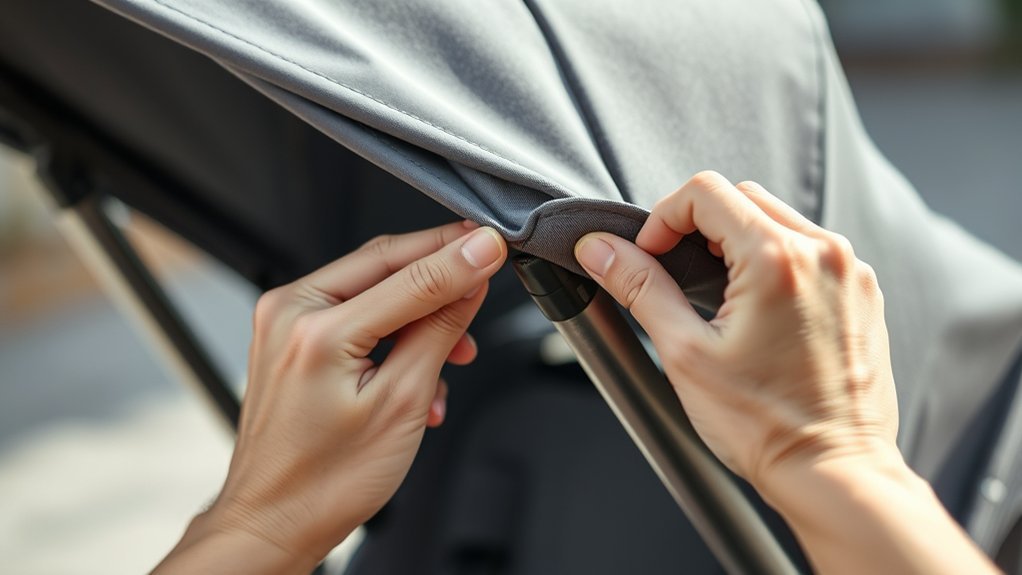 detach stroller canopy carefully