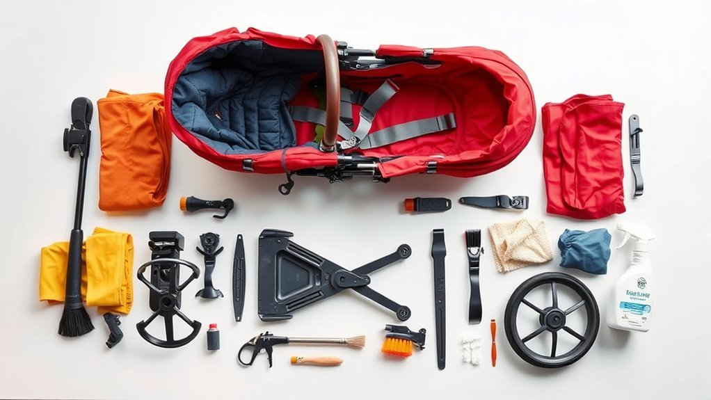 disassemble inspect clean stroller