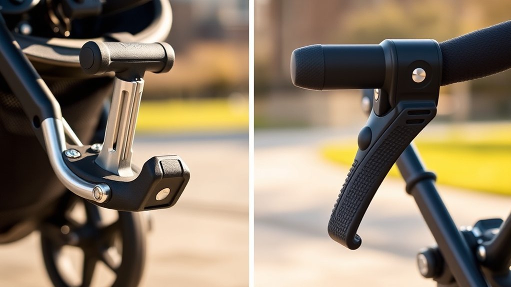 hand brake enhances stroller safety