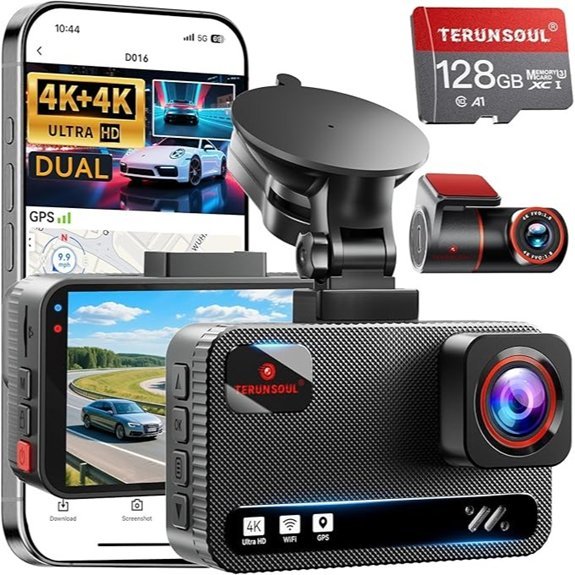 4K Front+Rear Dash Cam with GPS & Wi‑Fi