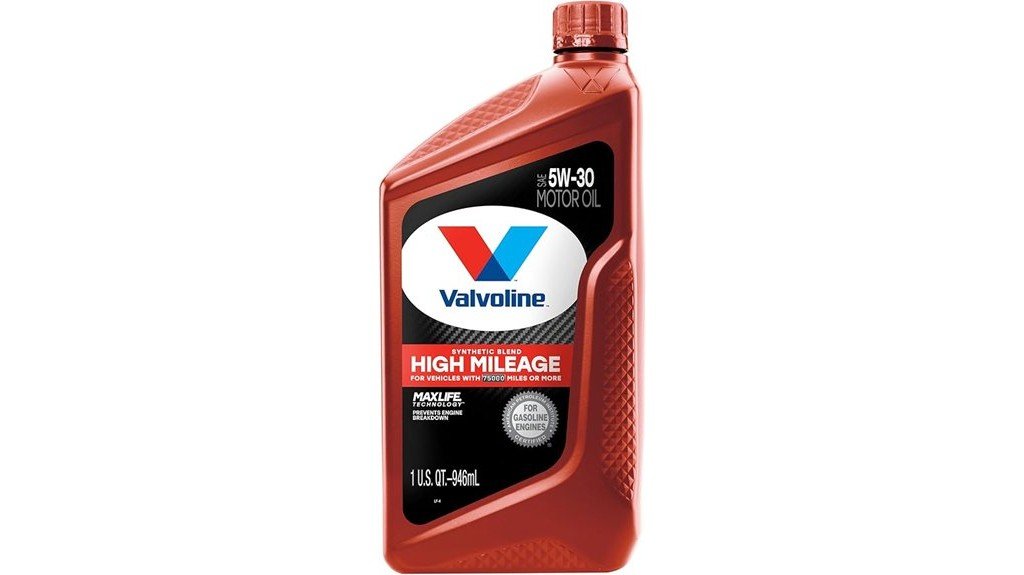 Valvoline High Mileage 5W-30 synthetic blend motor oil one quart bottle