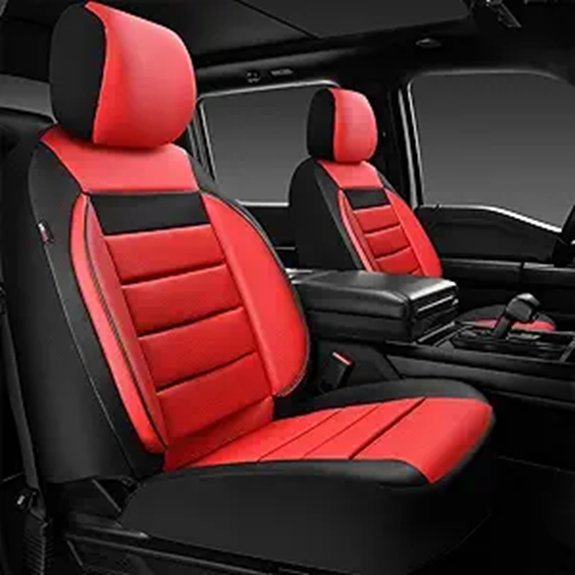 CAR PASS Leather Front Seat Covers (Black/Red)