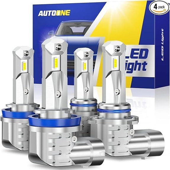 AUTOONE H11/H9/H8 9005 LED 6000K Fog Lights (4-Pack)