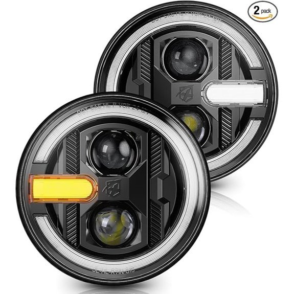 Xprite 7 LED Headlights w/ Halo & Amber Turn Signal