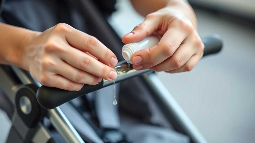 lubricate stroller brake bars