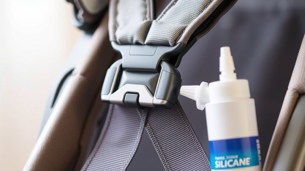 lubricate stroller buckle mechanism