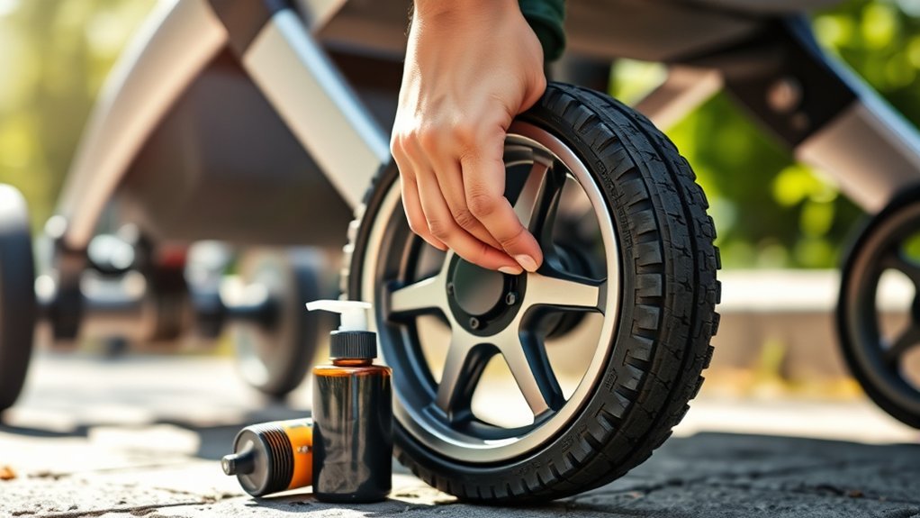 lubricate stroller wheels easily