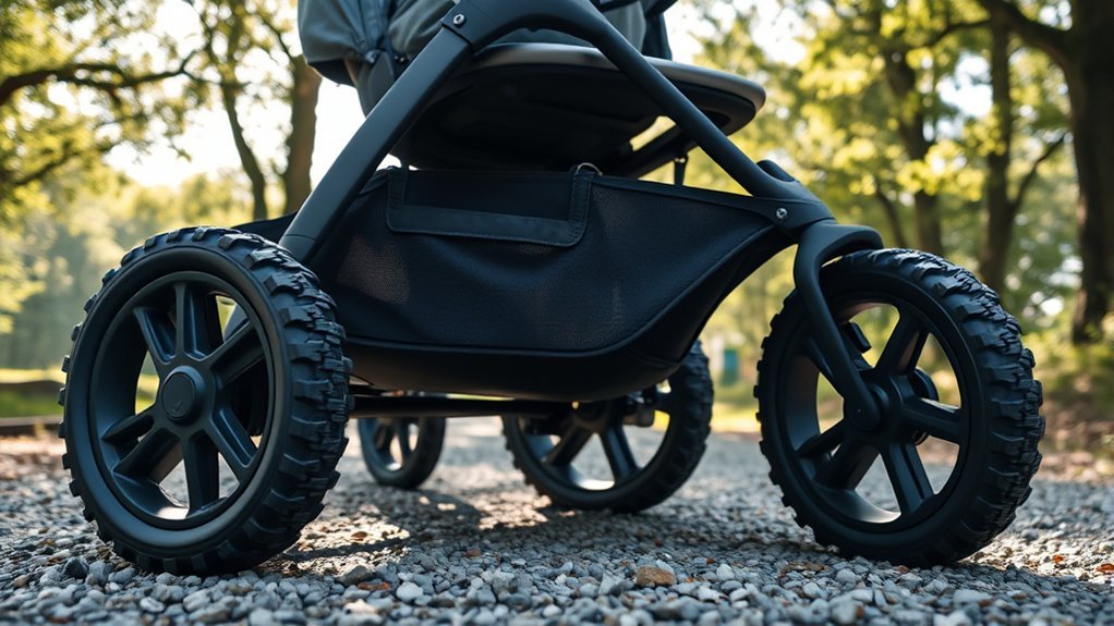 maneuvering stroller on gravel