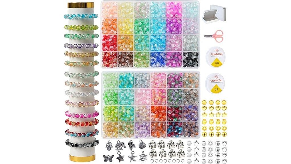 mixed crackle glass beads