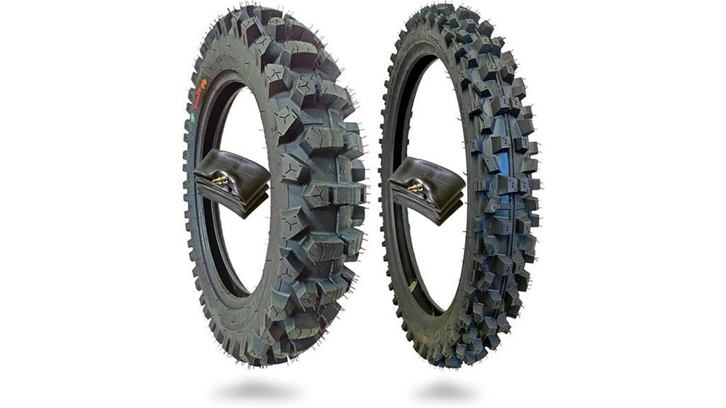 WIG Racing 110/90-19 and 80/100-21 motocross dirt bike tires with inner tubes for sandy desert washes