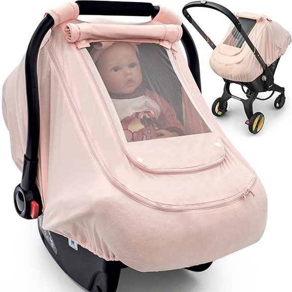 Organic Cotton Baby Car Seat Cover Canopy (Pink)