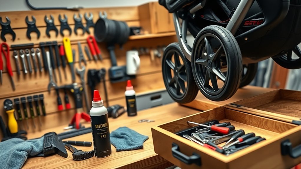 organized workspace for repairs