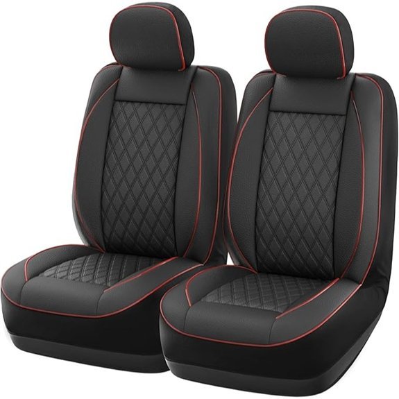 GIANT PANDA Front Seat Covers for Subaru (Black/Red)