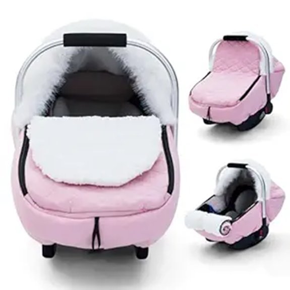 Winter Sherpa-Lined Infant Car Seat Cover (Pink)