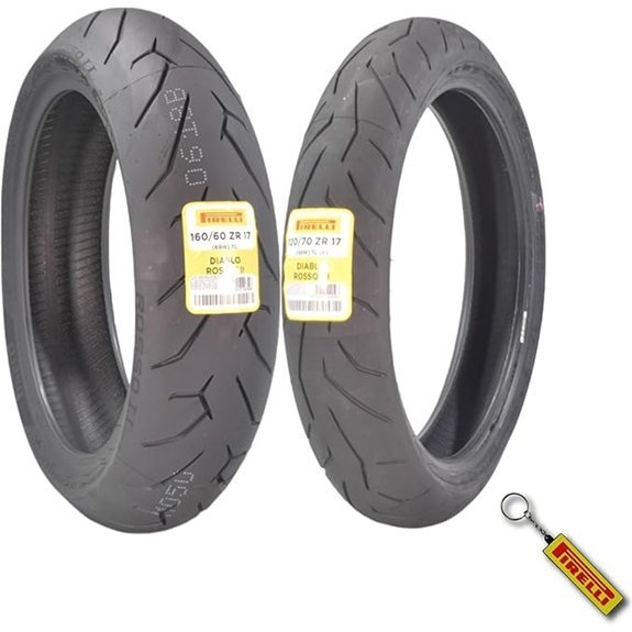 Pirelli Diablo Rosso II Motorcycle Tire Set with Keychain