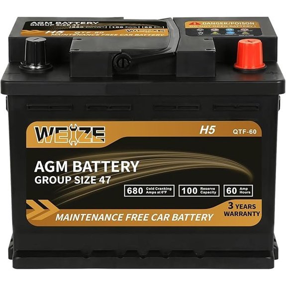 Weize Platinum AGM Group 47 12V 60Ah Battery